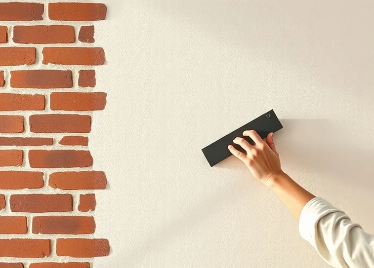 Application d'un enduit décoratif à la lisseuse sur un mur